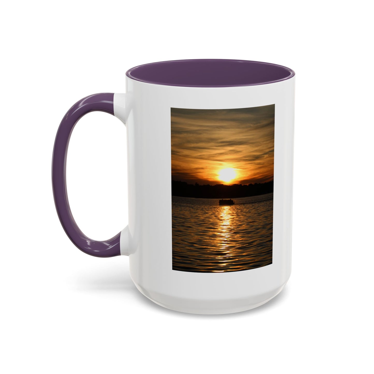 Sunset Lake Photo Accent Coffee Mug — Golden Sunset Reflection (11/15oz)