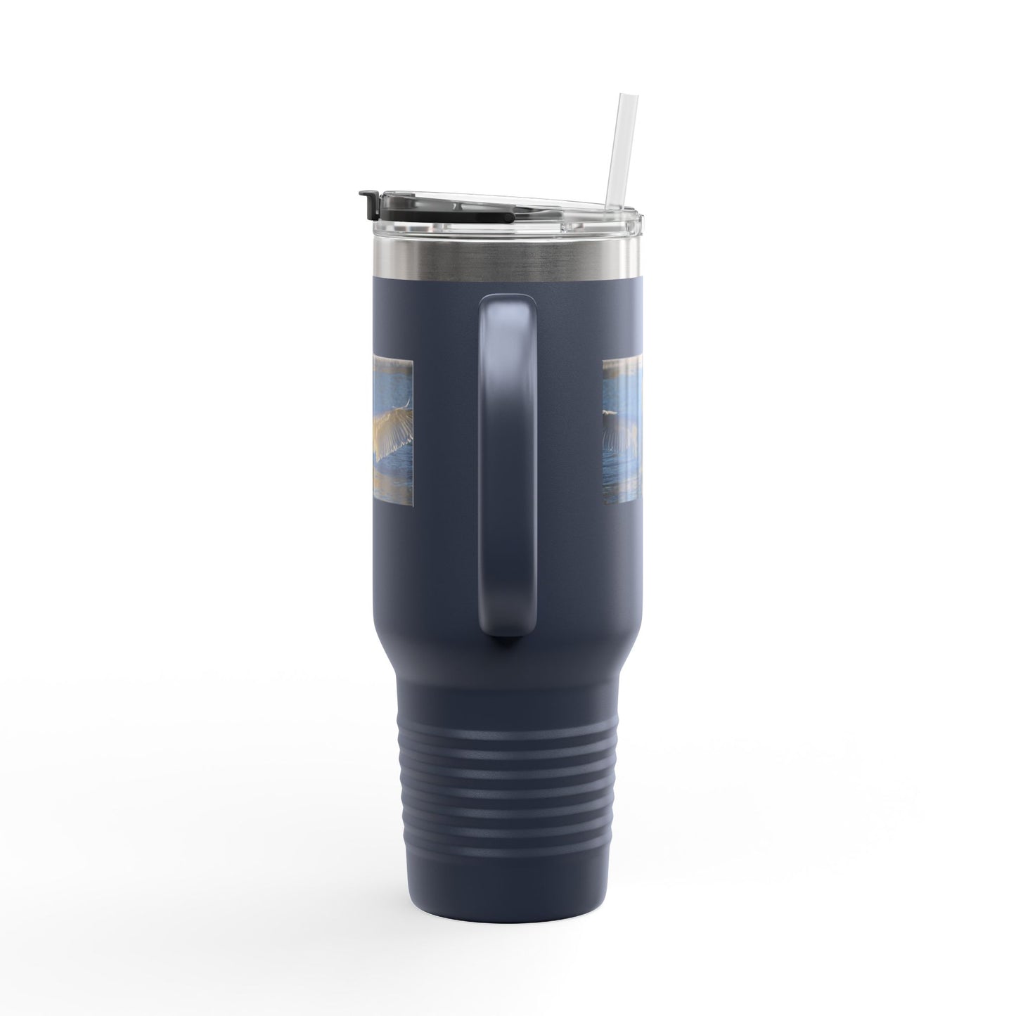 40oz Insulated Travel Mug with Seagull Photo – Large Stainless Steel Tumbler for Beach, Outdoor & Commuting