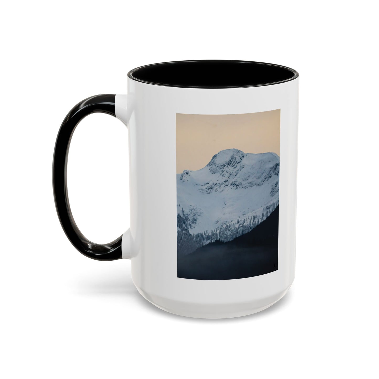 Mountain Sunrise Accent Coffee Mug — Scenic Snow Peak Photo (11/15oz)