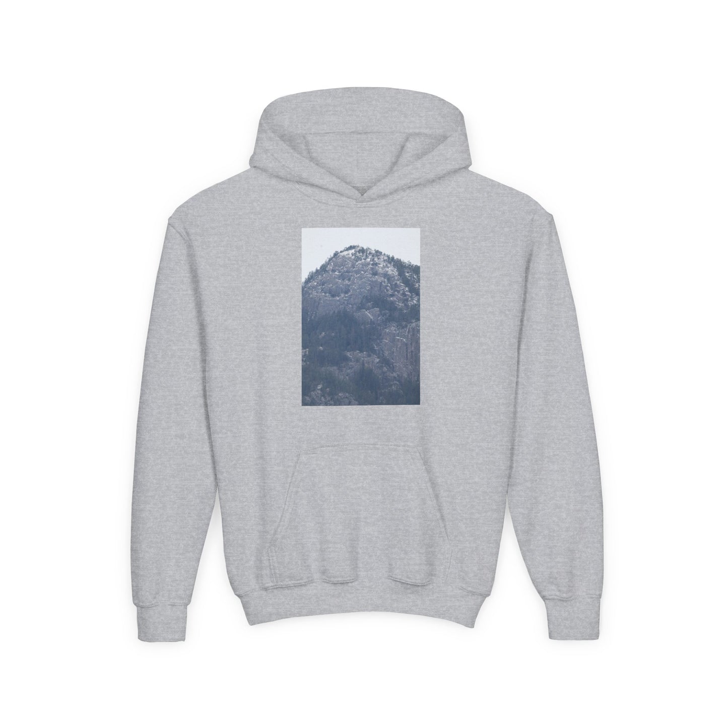 Mountain Peak Youth Hoodie — Winter Snow Scenic Graphic Sweatshirt