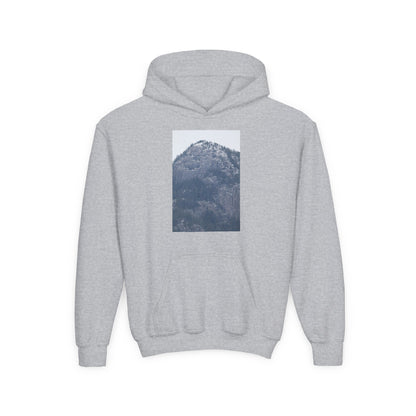 Mountain Peak Youth Hoodie — Winter Snow Scenic Graphic Sweatshirt
