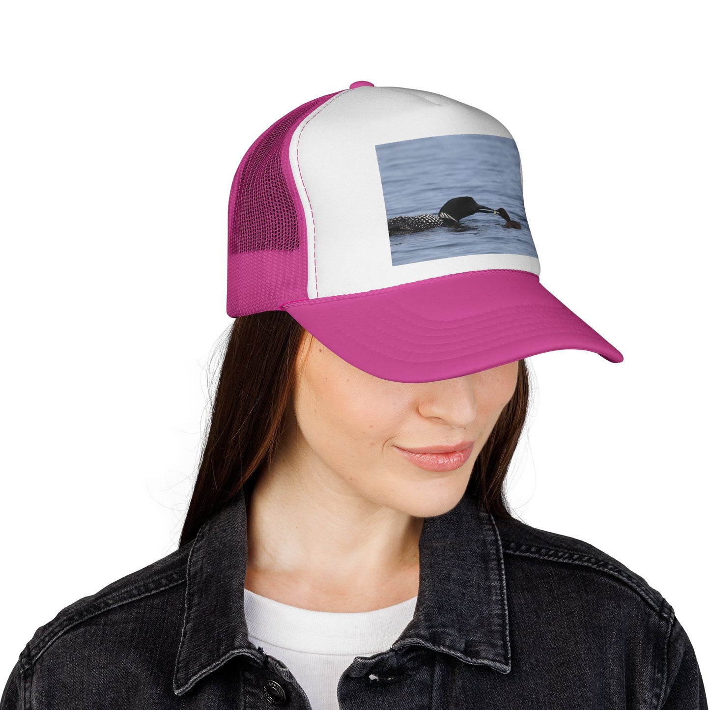 Loon & Chick Nature Trucker Hat — Wildlife Bird Watching Cap