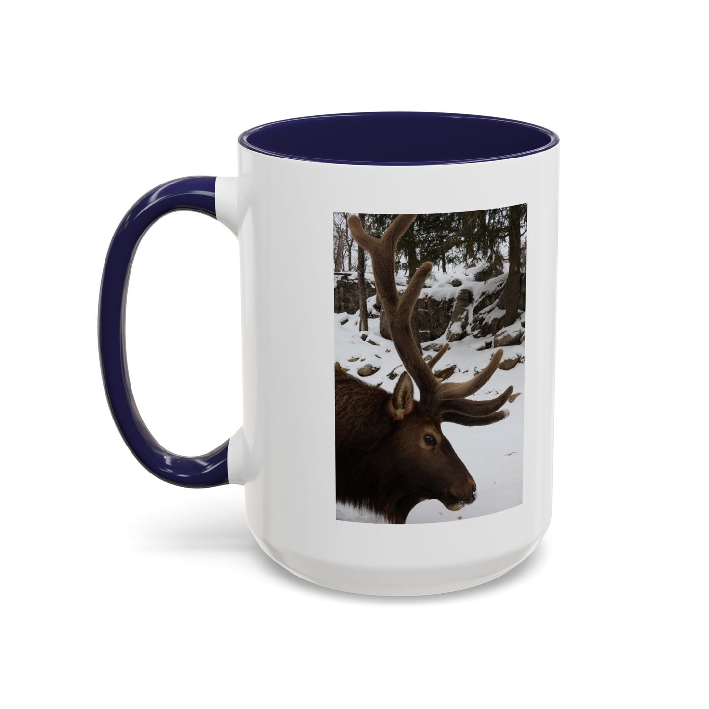 Elk in Snow Accent Coffee Mug — Nature Wildlife Photo Mug (11/15oz)