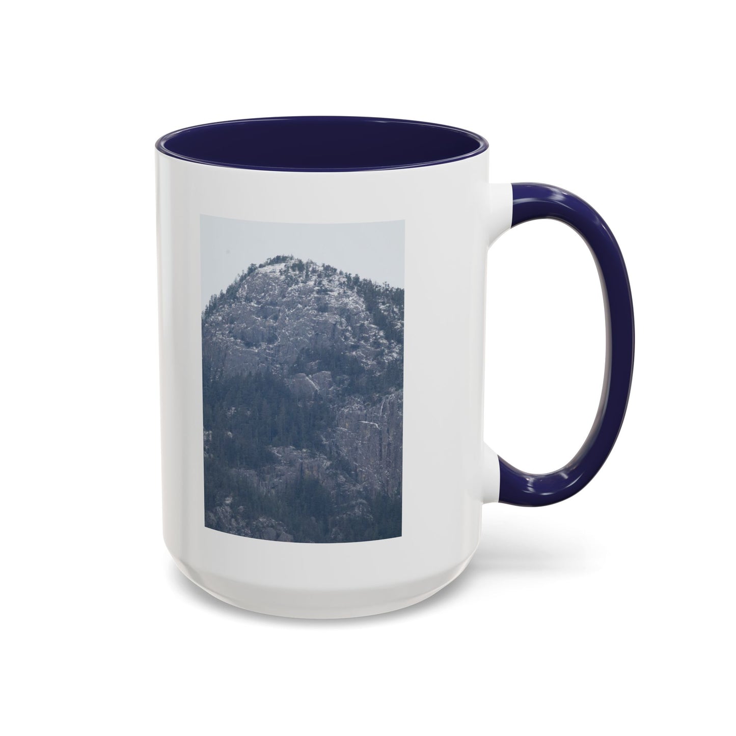 Mountain Peak Accent Coffee Mug – Snowy Forest Photo 11oz/15oz