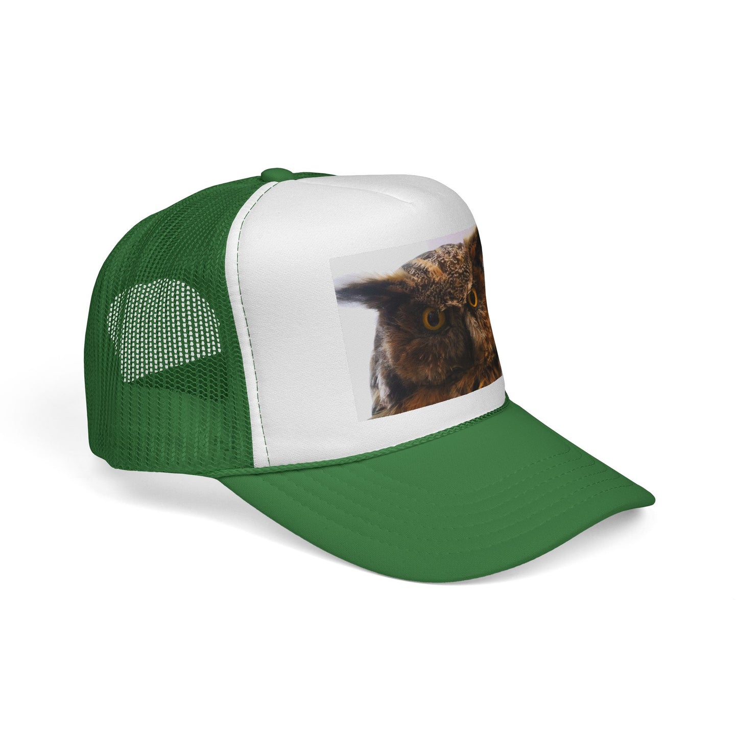 Owl Portrait Trucker Cap — Rustic Wildlife Snapback Hat