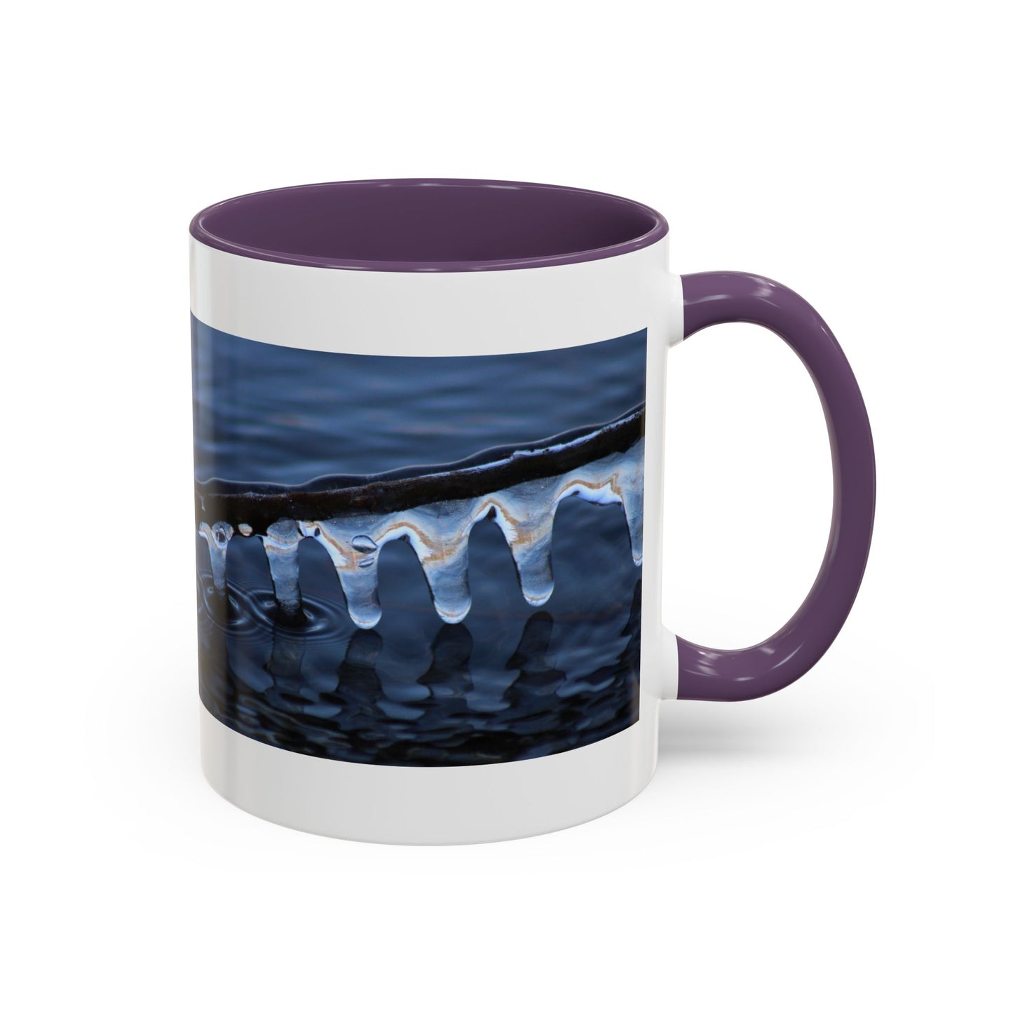 Blue Icicle Wave Accent Coffee Mug — Winter Water Photography 11/15oz