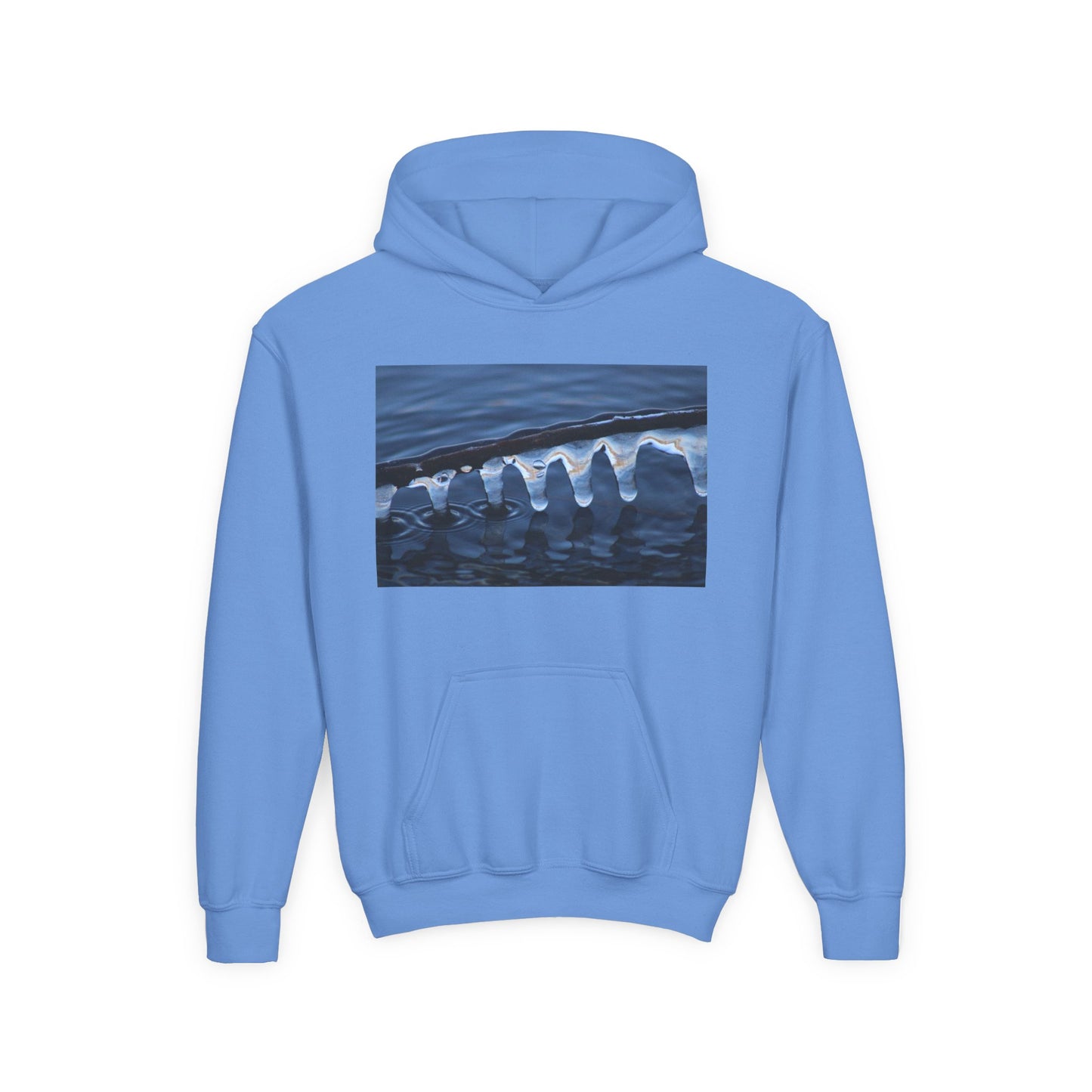 Ocean Wave Ice Photo Hoodie — Youth Nautical Winter Sweatshirt