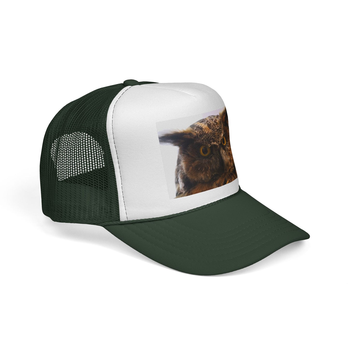 Owl Portrait Trucker Cap — Rustic Wildlife Snapback Hat