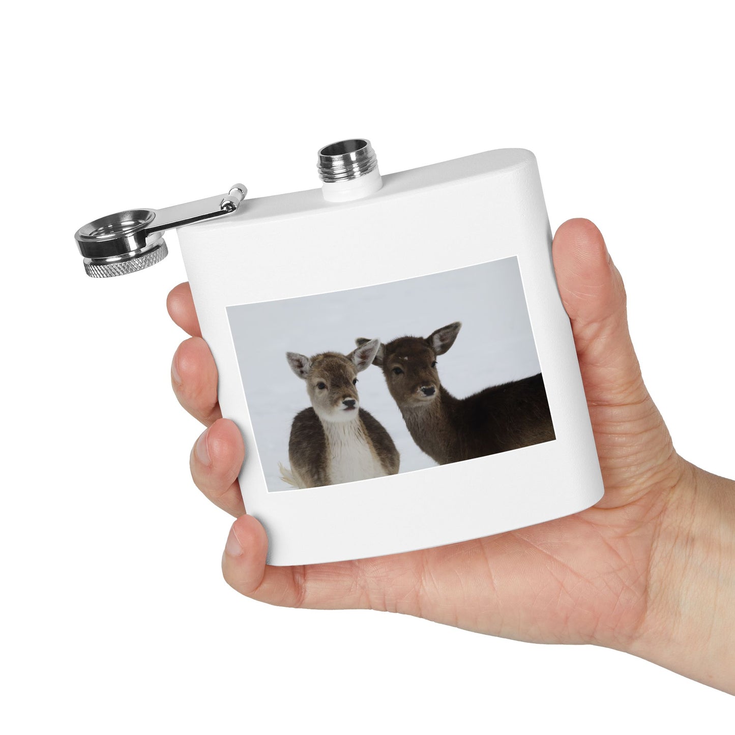 Deer Duo Stainless Steel Flask – 6oz Wildlife Pocket Hip Flask
