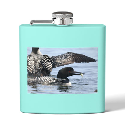Loon Photo Stainless Steel Flask — 6oz Wildlife Drinking Hip Flask, Nature Lover Gift