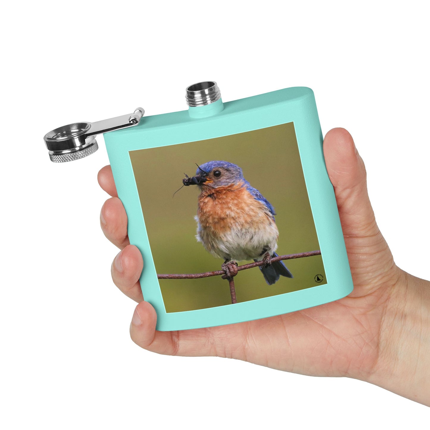 6oz Bluebird Stainless Steel Flask — Nature Photo Pocket Hip Flask