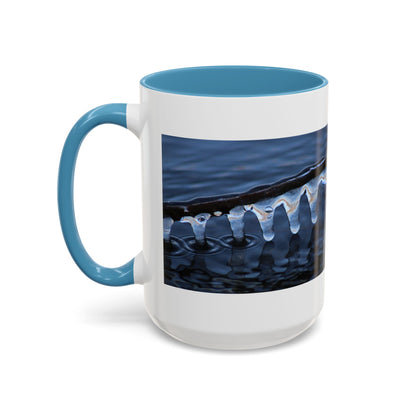Blue Icicle Wave Accent Coffee Mug — Winter Water Photography 11/15oz