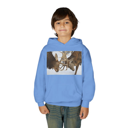 Fighting Deer Antlers Youth Hoodie | Wildlife Nature Illustration