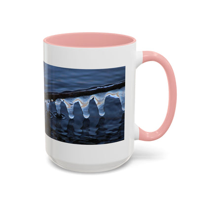 Blue Icicle Wave Accent Coffee Mug — Winter Water Photography 11/15oz