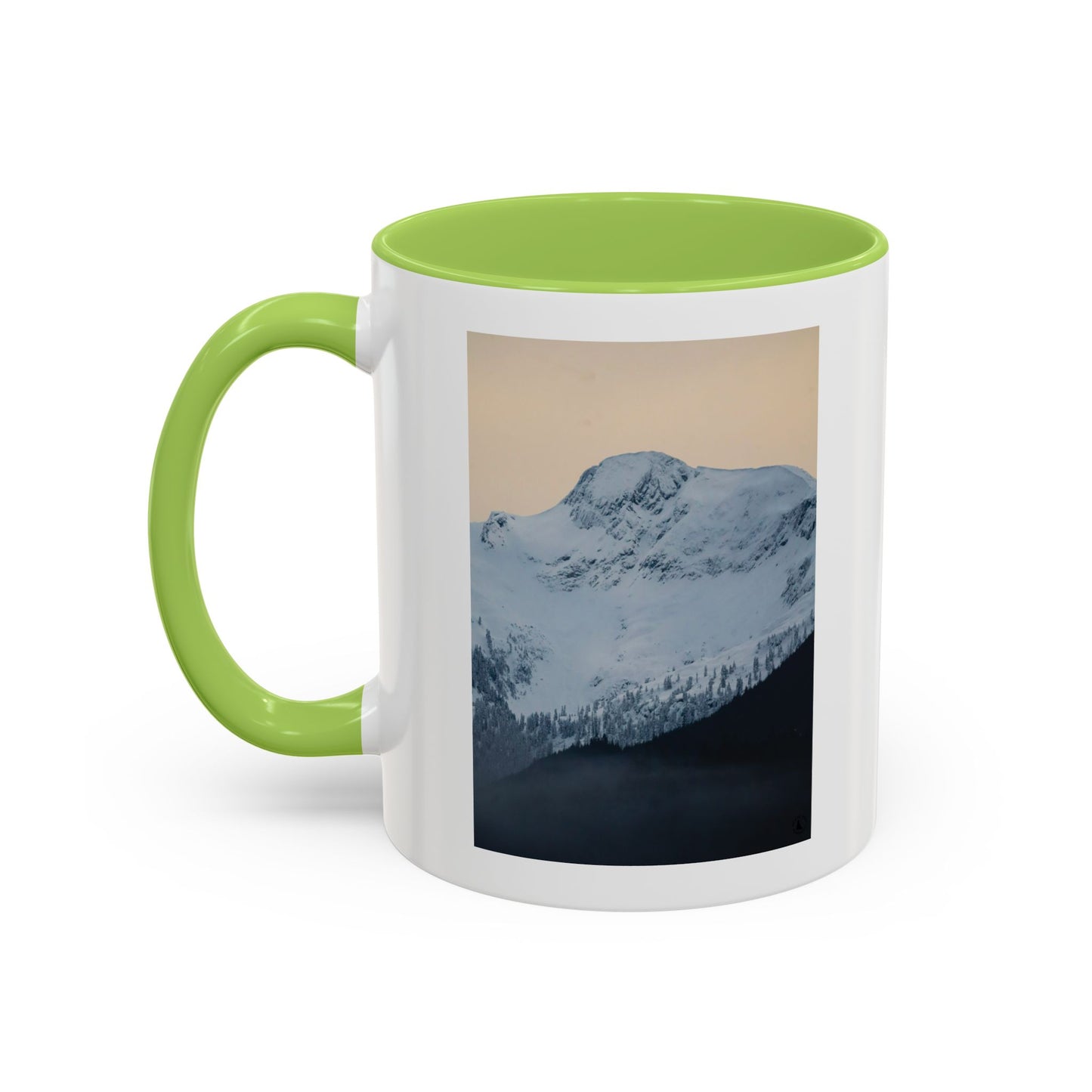 Mountain Sunrise Accent Coffee Mug — Scenic Snow Peak Photo (11/15oz)