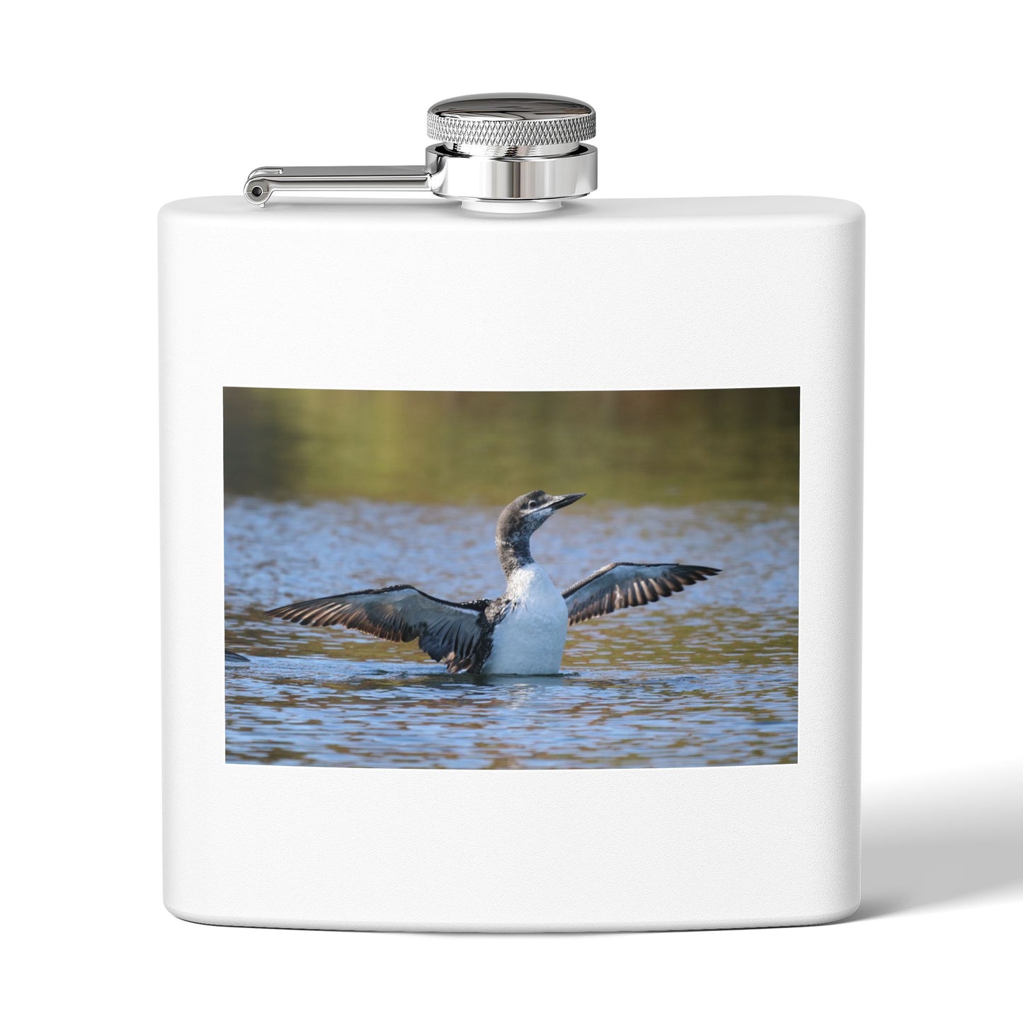 6oz Stainless Steel Flask with Diving Loon Photo – Wildlife Outdoors Gift