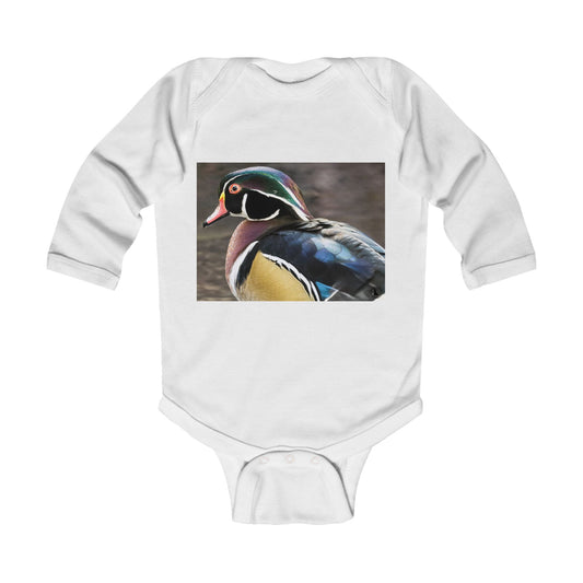 Baby Bodysuit with Colorful Wood Duck Photo — Infant Long Sleeve Onesie