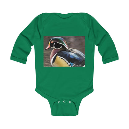 Baby Bodysuit with Colorful Wood Duck Photo — Infant Long Sleeve Onesie