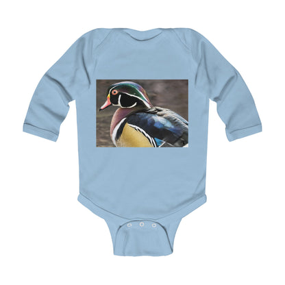 Baby Bodysuit with Colorful Wood Duck Photo — Infant Long Sleeve Onesie