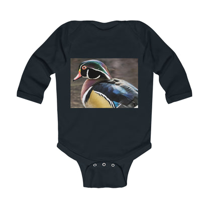 Baby Bodysuit with Colorful Wood Duck Photo — Infant Long Sleeve Onesie