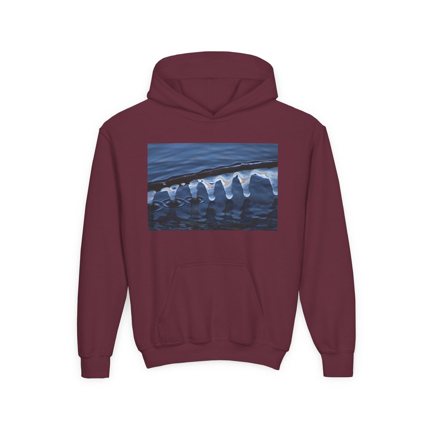 Ocean Wave Ice Photo Hoodie — Youth Nautical Winter Sweatshirt