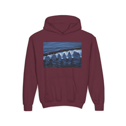 Ocean Wave Ice Photo Hoodie — Youth Nautical Winter Sweatshirt