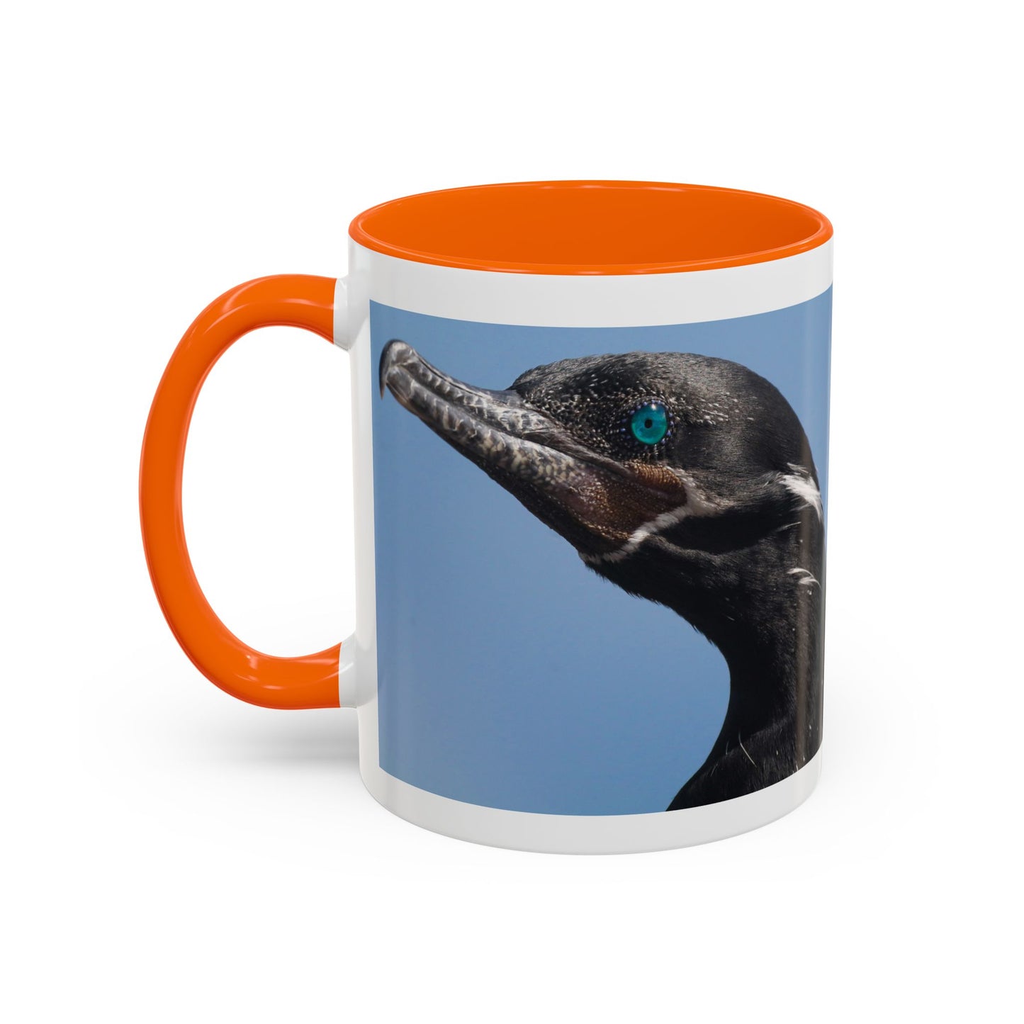 Cormorant Accent Coffee Mug — Blue Bird Portrait Ceramic Tea Cup (11/15oz)