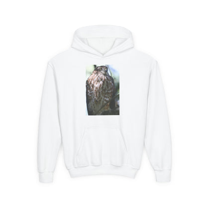 Youth Owl Hoodie – Photoreal Hawk Owl Print Kids' Hooded Sweatshirt