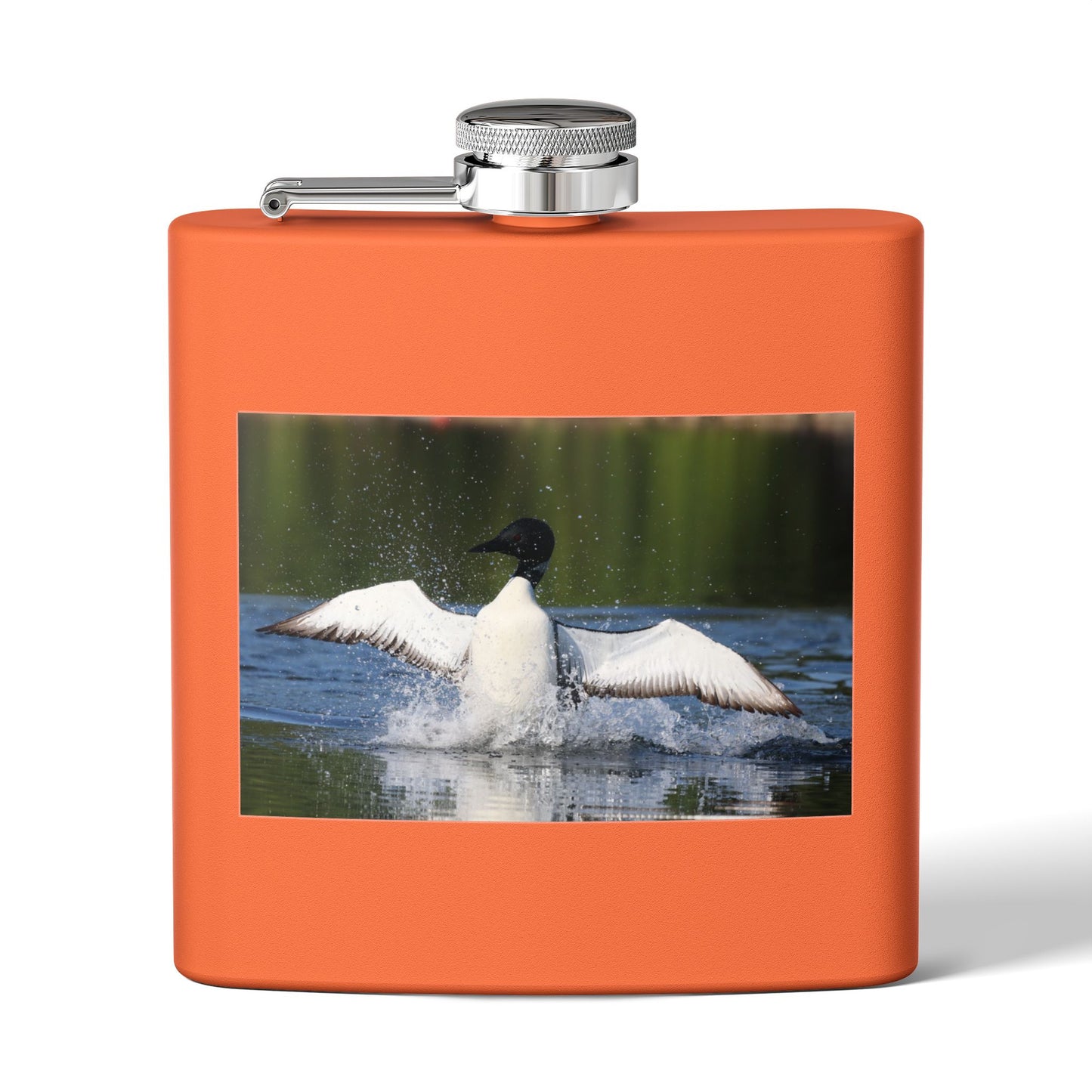 Duck Photography 6oz Stainless Steel Flask — Loon Splash Wildlife Hip Flask