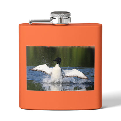 Duck Photography 6oz Stainless Steel Flask — Loon Splash Wildlife Hip Flask