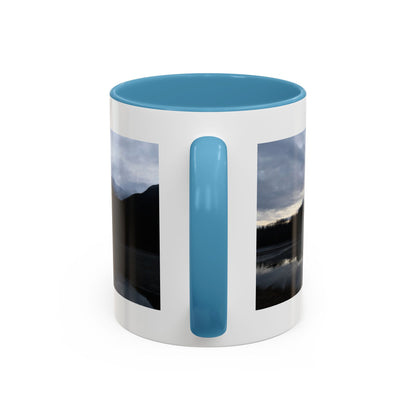 Scenic Mountain Lake Accent Coffee Mug — Moody Sunset Reflection (11oz & 15oz)