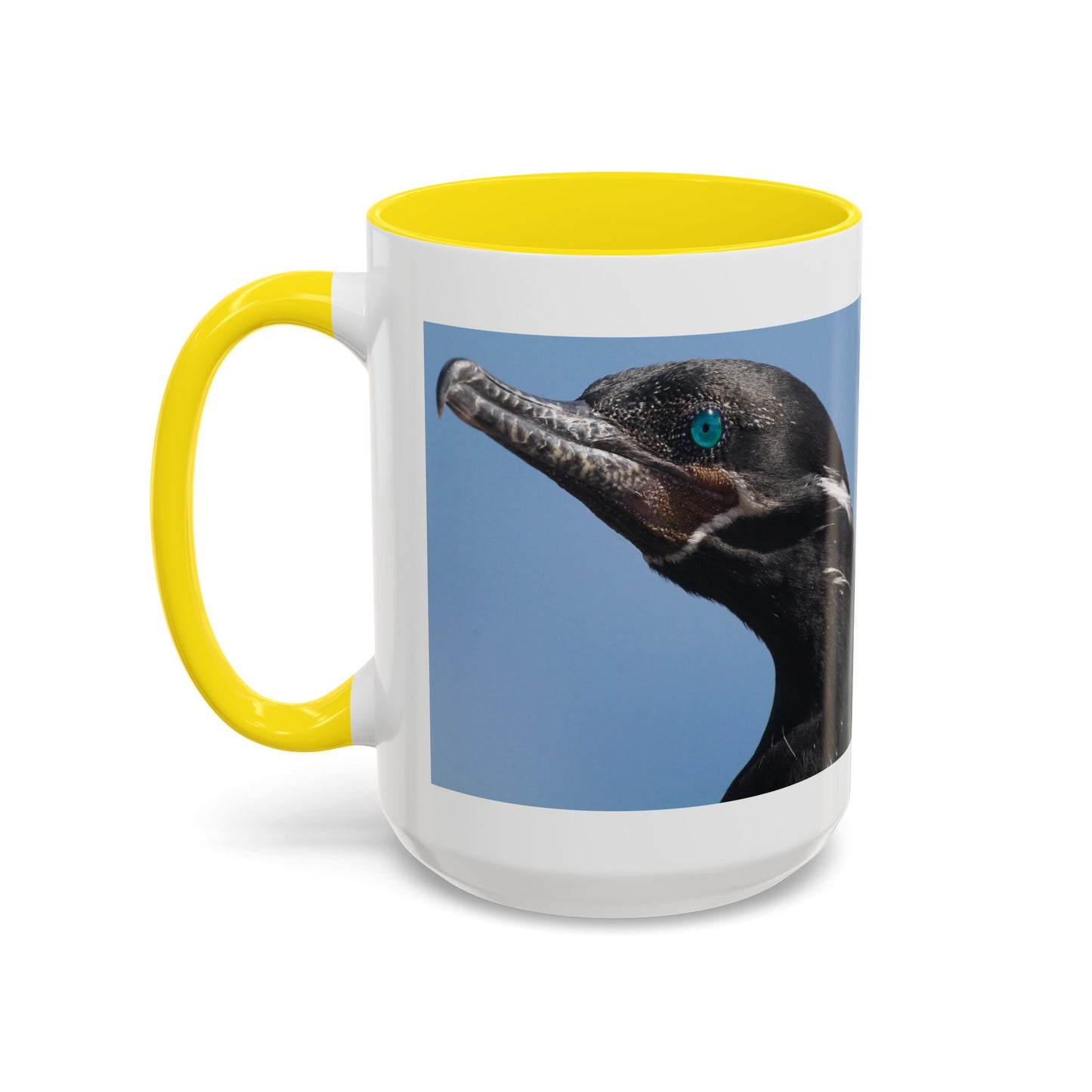 Cormorant Accent Coffee Mug — Blue Bird Portrait Ceramic Tea Cup (11/15oz)