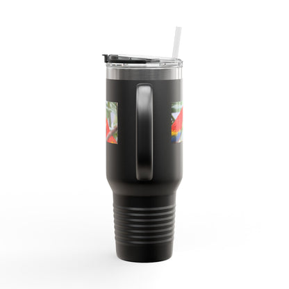 40oz Insulated Travel Mug — Colorful Macaw Parrot Photo, Double-Wall Tumbler for Travel & Outdoor