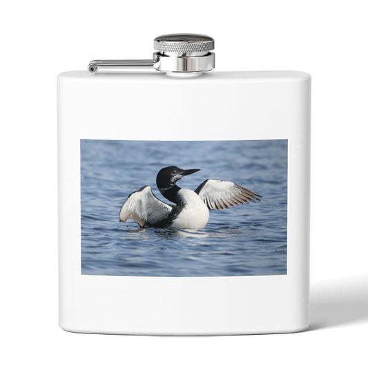 Loon Photo Stainless Steel Flask - 6oz Pocket Hip Flask