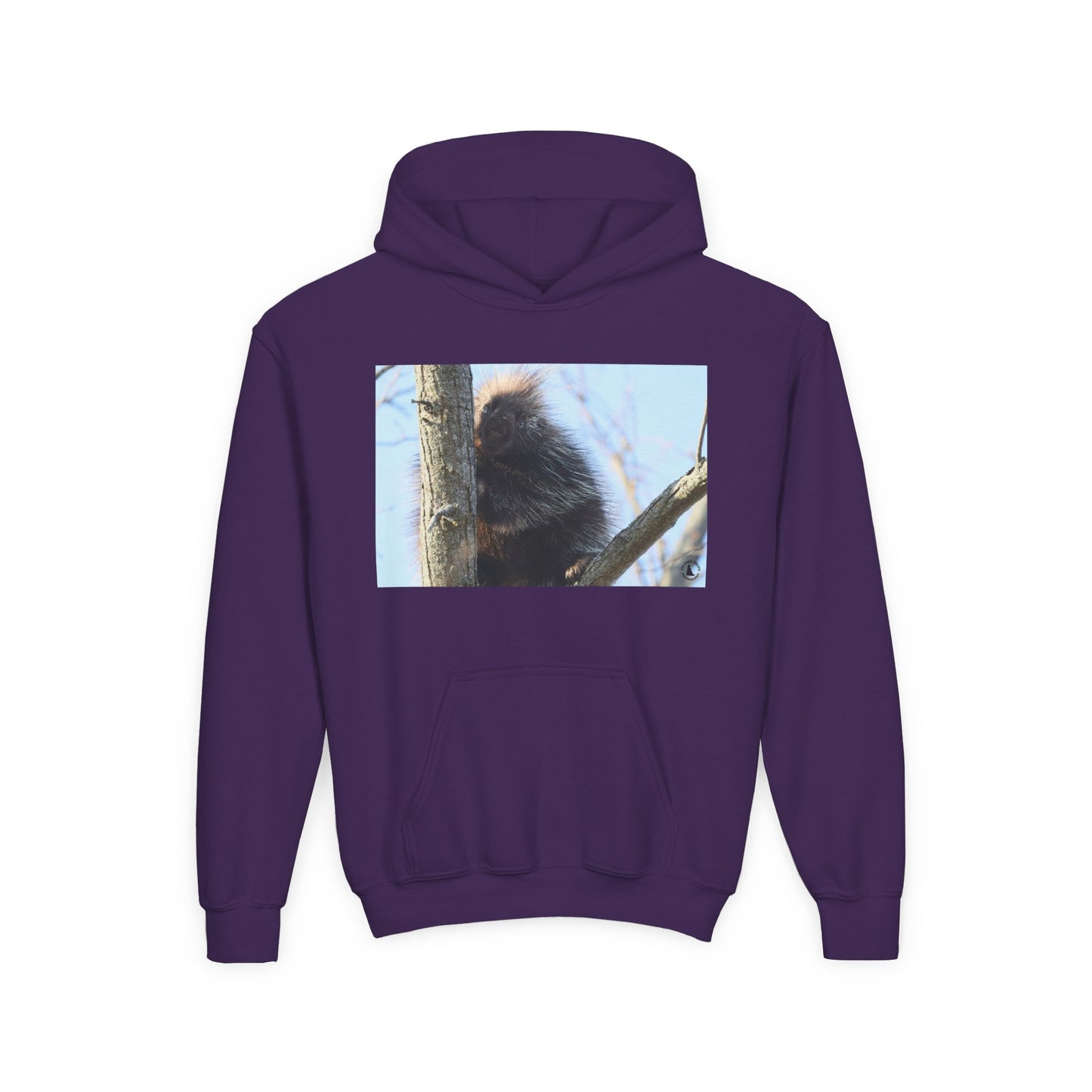 Youth Hoodie with Tree-Climbing Porcupine Photo – Cute Wildlife Kids Sweatshirt
