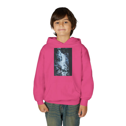 Youth Waterfall Hoodie — Scenic Nature Graphic Sweatshirt