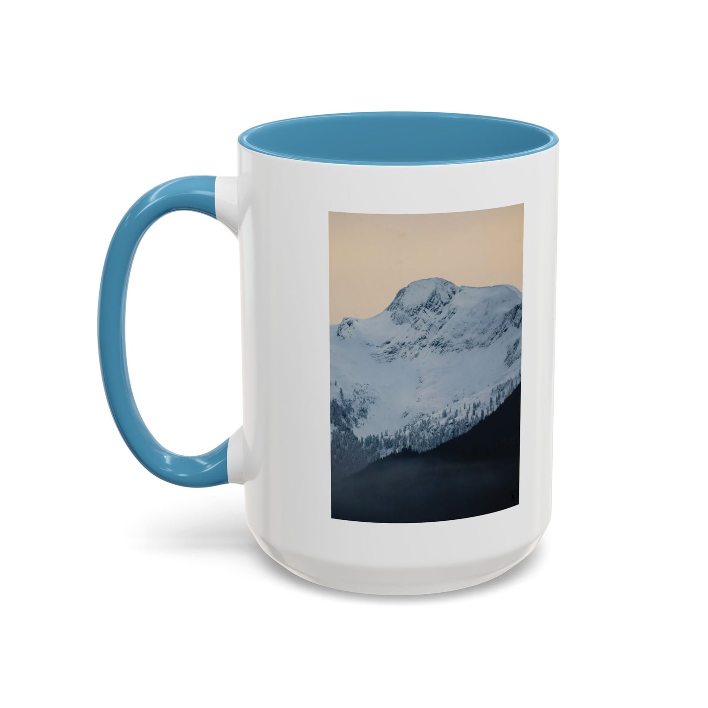 Mountain Sunrise Accent Coffee Mug — Scenic Snow Peak Photo (11/15oz)
