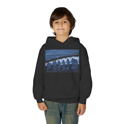 Ocean Wave Ice Photo Hoodie — Youth Nautical Winter Sweatshirt