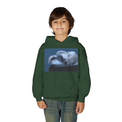 Youth Hoodie with Sleeping Swan Photo — Cozy Wildlife Sweatshirt