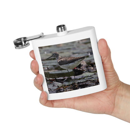 6oz Stainless Steel Flask – Sandpiper Wildlife Photo Hip Flask for Birdwatchers