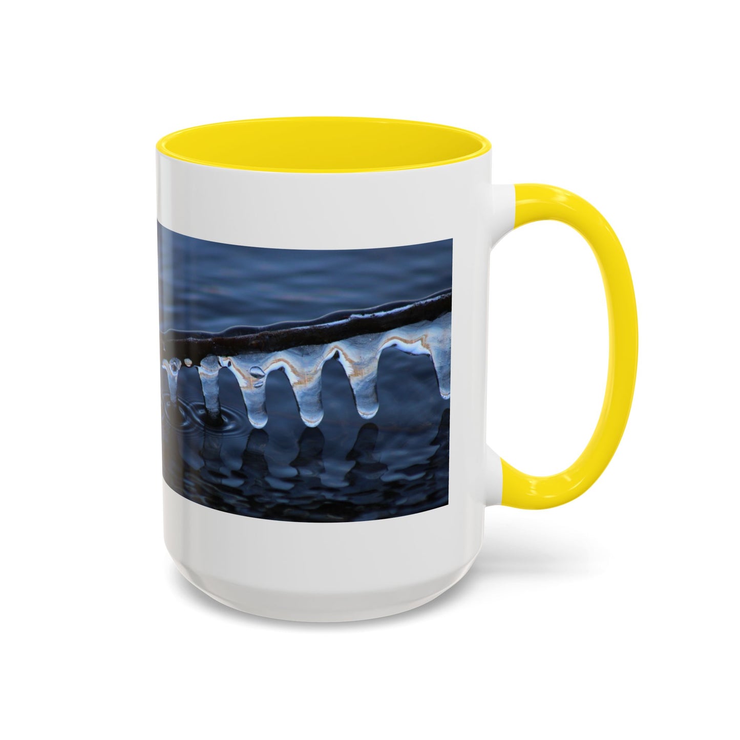 Blue Icicle Wave Accent Coffee Mug — Winter Water Photography 11/15oz