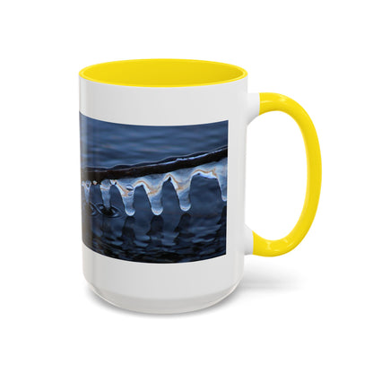 Blue Icicle Wave Accent Coffee Mug — Winter Water Photography 11/15oz