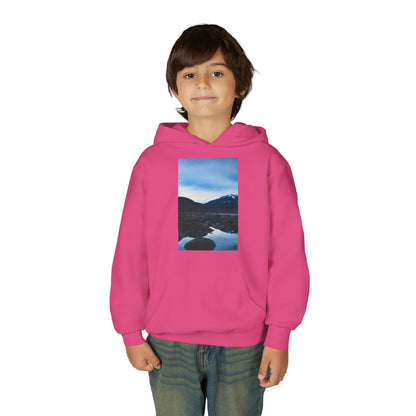 Youth Hoodie with Mountain Lake Photo Print — Nature Landscape Pullover