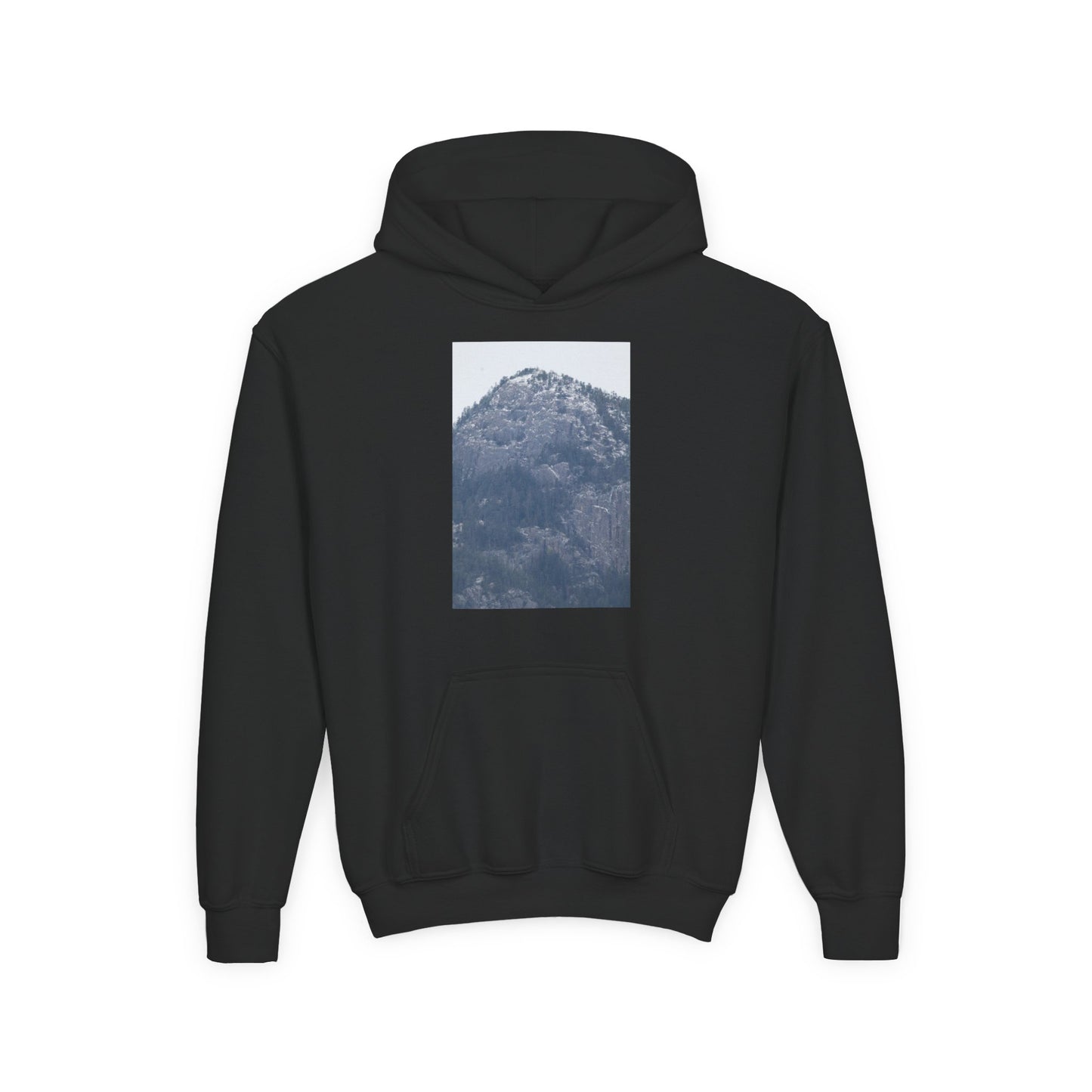 Mountain Peak Youth Hoodie — Winter Snow Scenic Graphic Sweatshirt