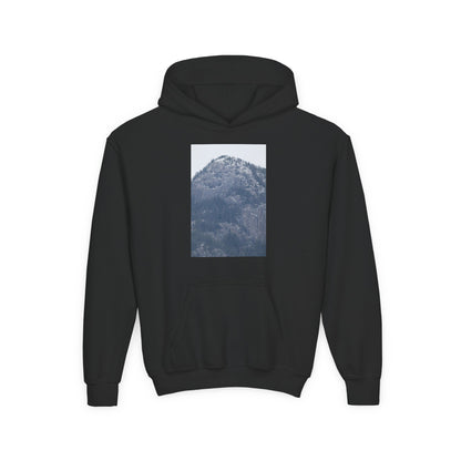 Mountain Peak Youth Hoodie — Winter Snow Scenic Graphic Sweatshirt