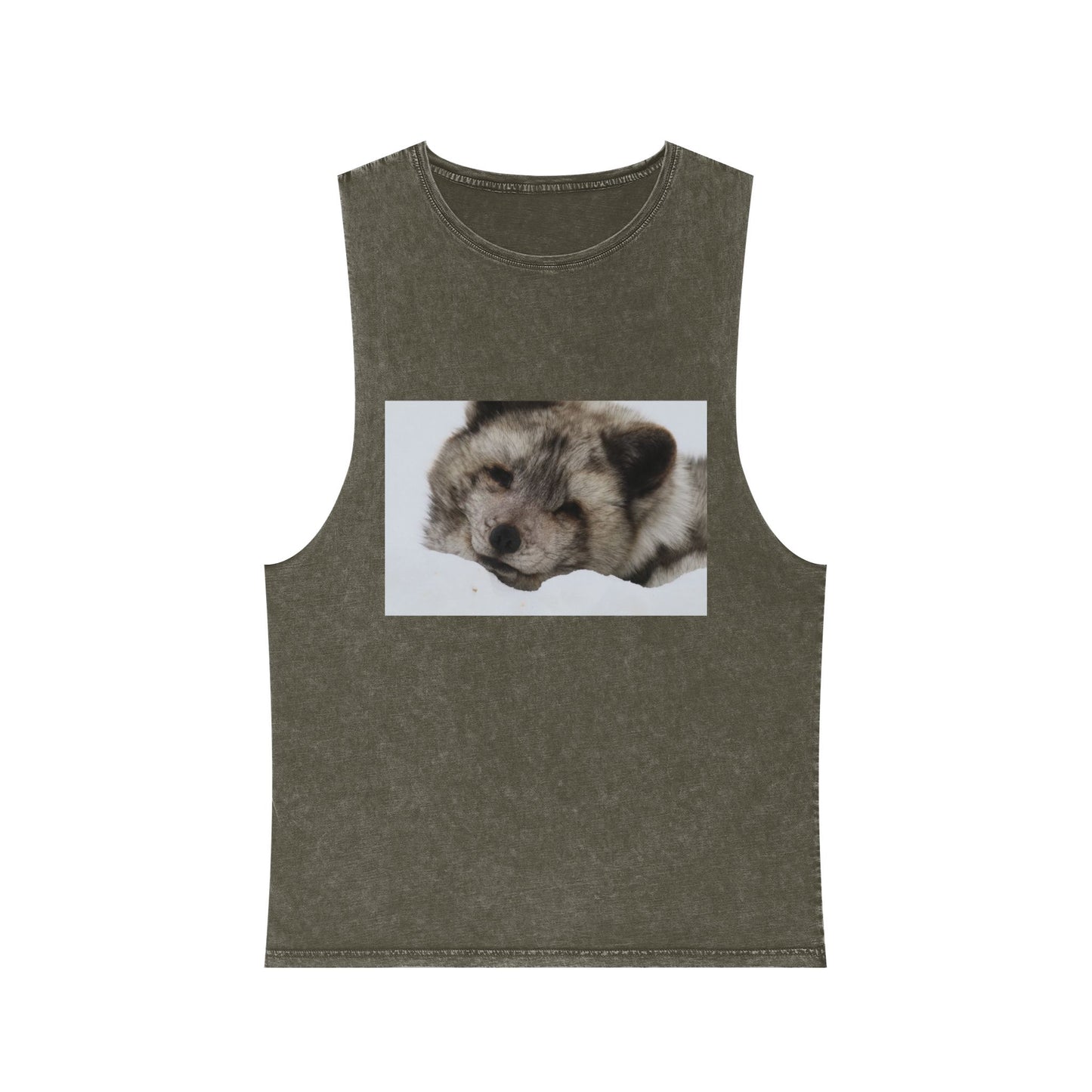 Arctic Fox Sleeping Photo Tank Top — Vintage Stonewash Sleeveless Tee