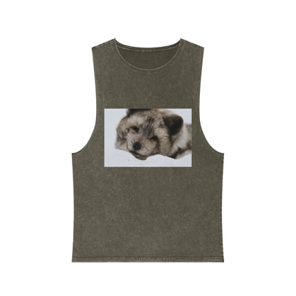 Arctic Fox Sleeping Photo Tank Top — Vintage Stonewash Sleeveless Tee