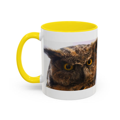 Owl Accent Coffee Mug – Realistic Great Horned Owl Photo (11/15 oz)