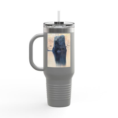 40oz Insulated Travel Mug with Scenic Forest Lake Photo
