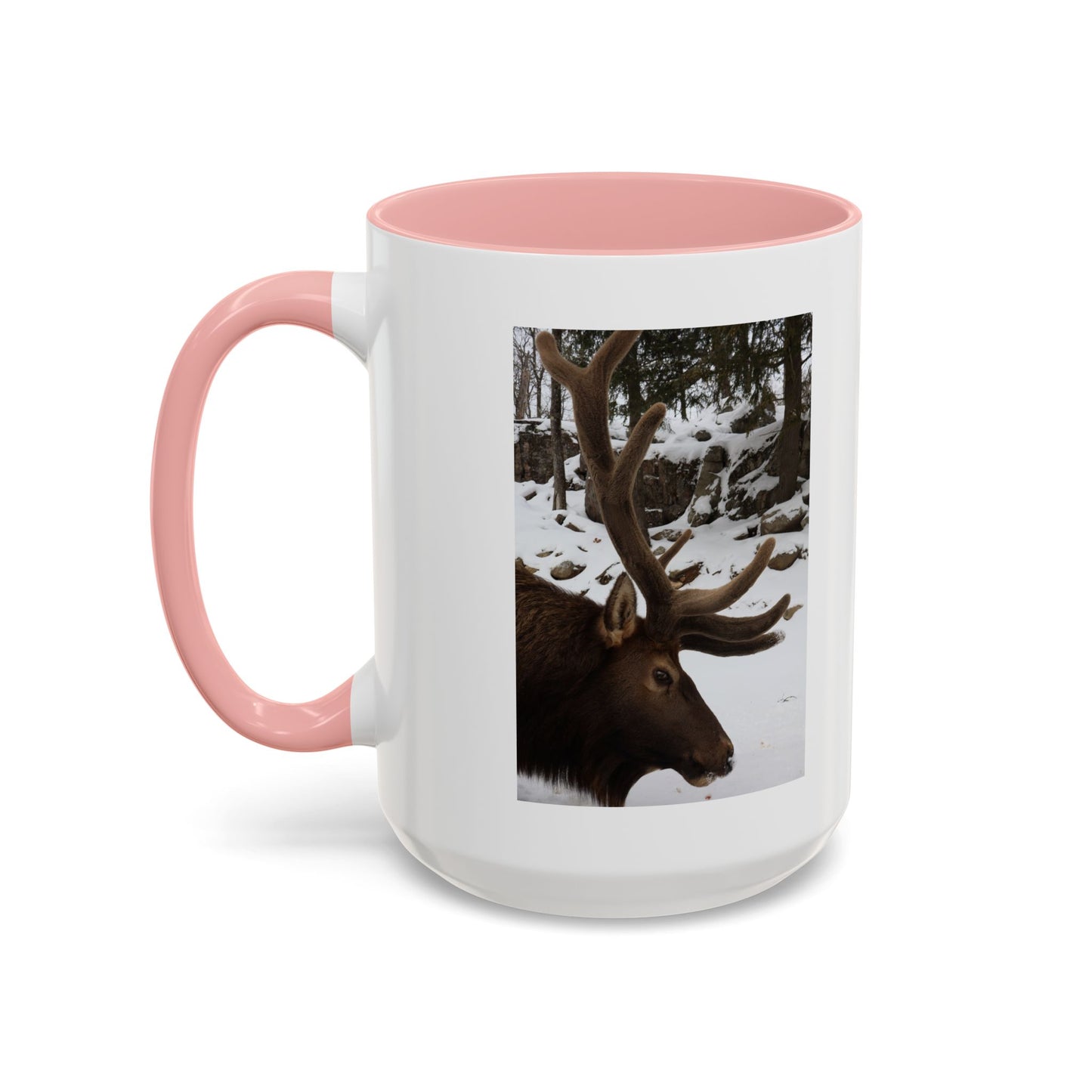 Elk in Snow Accent Coffee Mug — Nature Wildlife Photo Mug (11/15oz)